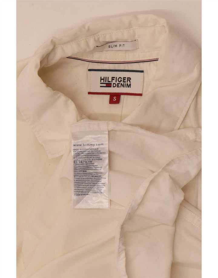 Ανδρικό πουκάμισο Tommy Hilfiger Slim Fit Small Off White Βαμβακερό