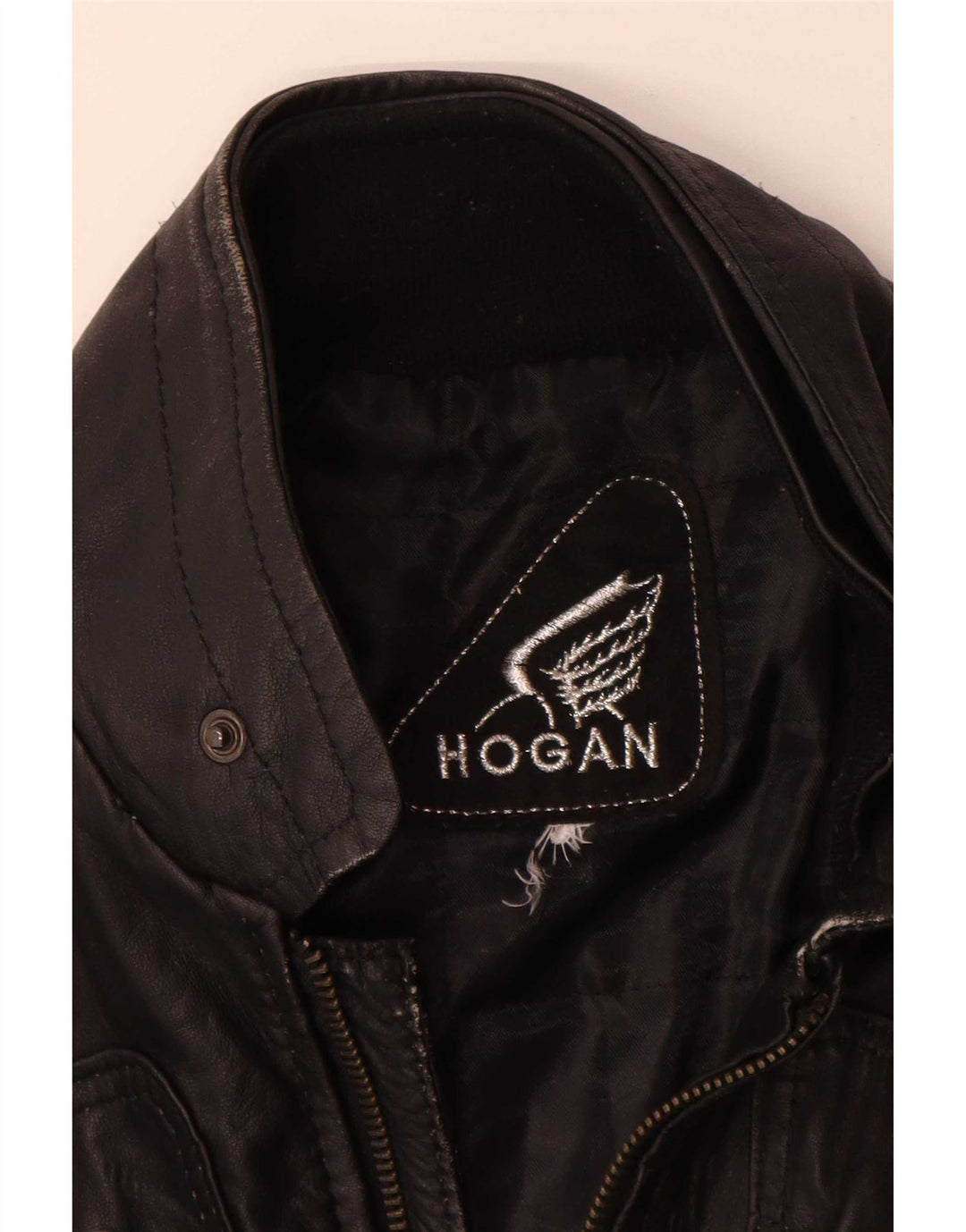 Hogan Γυναικείο Δερμάτινο Μπουφάν Biker UK 12 Μεσαίο Μαύρο