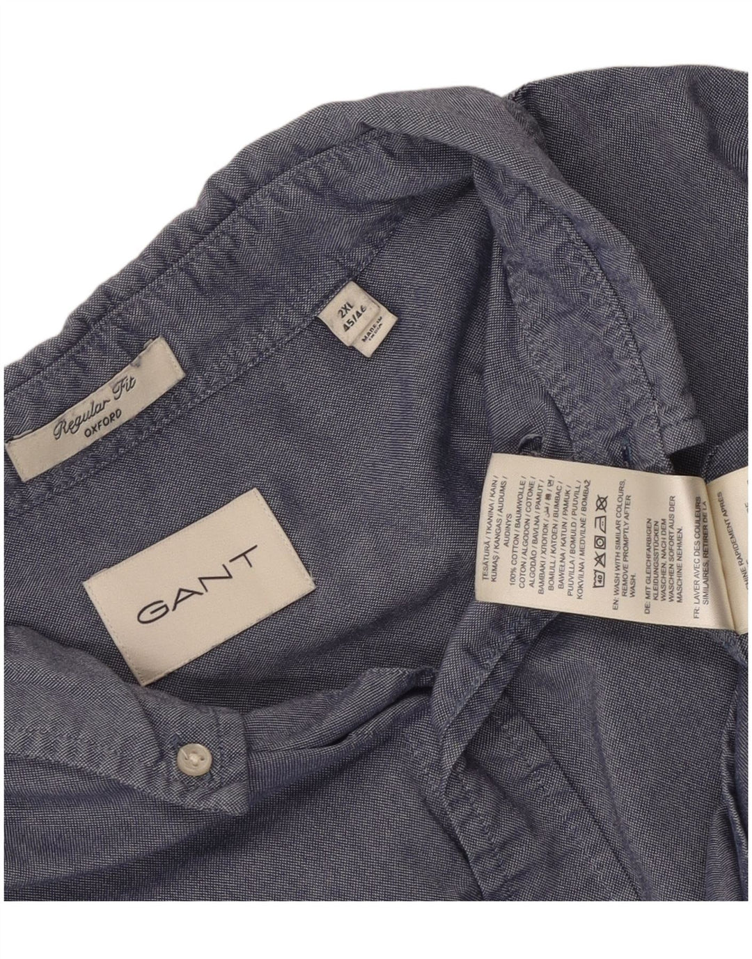 Ανδρικό πουκάμισο Gant Regular Fit Size 45/46 2XL Μπλε βαμβακερό