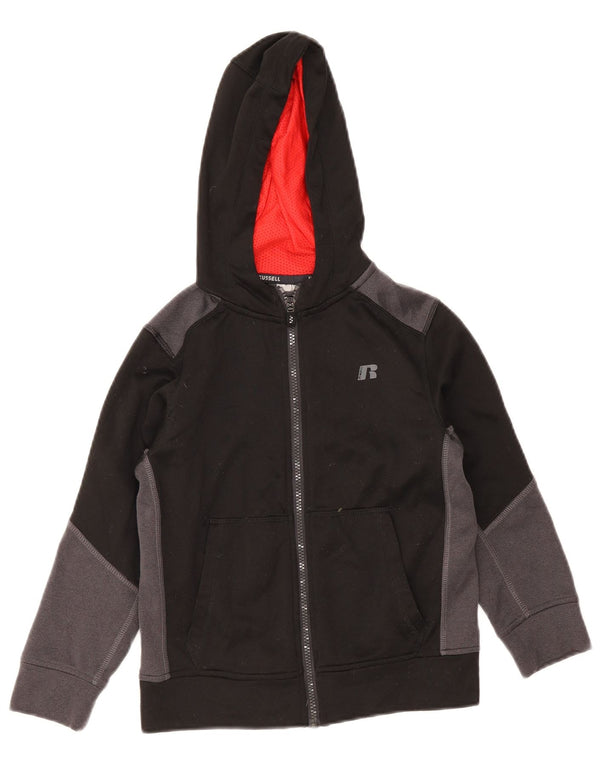Πουλόβερ Russell Athletic Boys με φερμουάρ με κουκούλα 6-7 ετών Small Black Colourblock