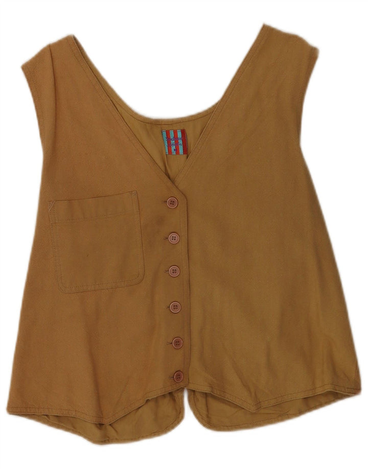 Vintage Womens Waistcoat UK 14 Medium Brown Rayon