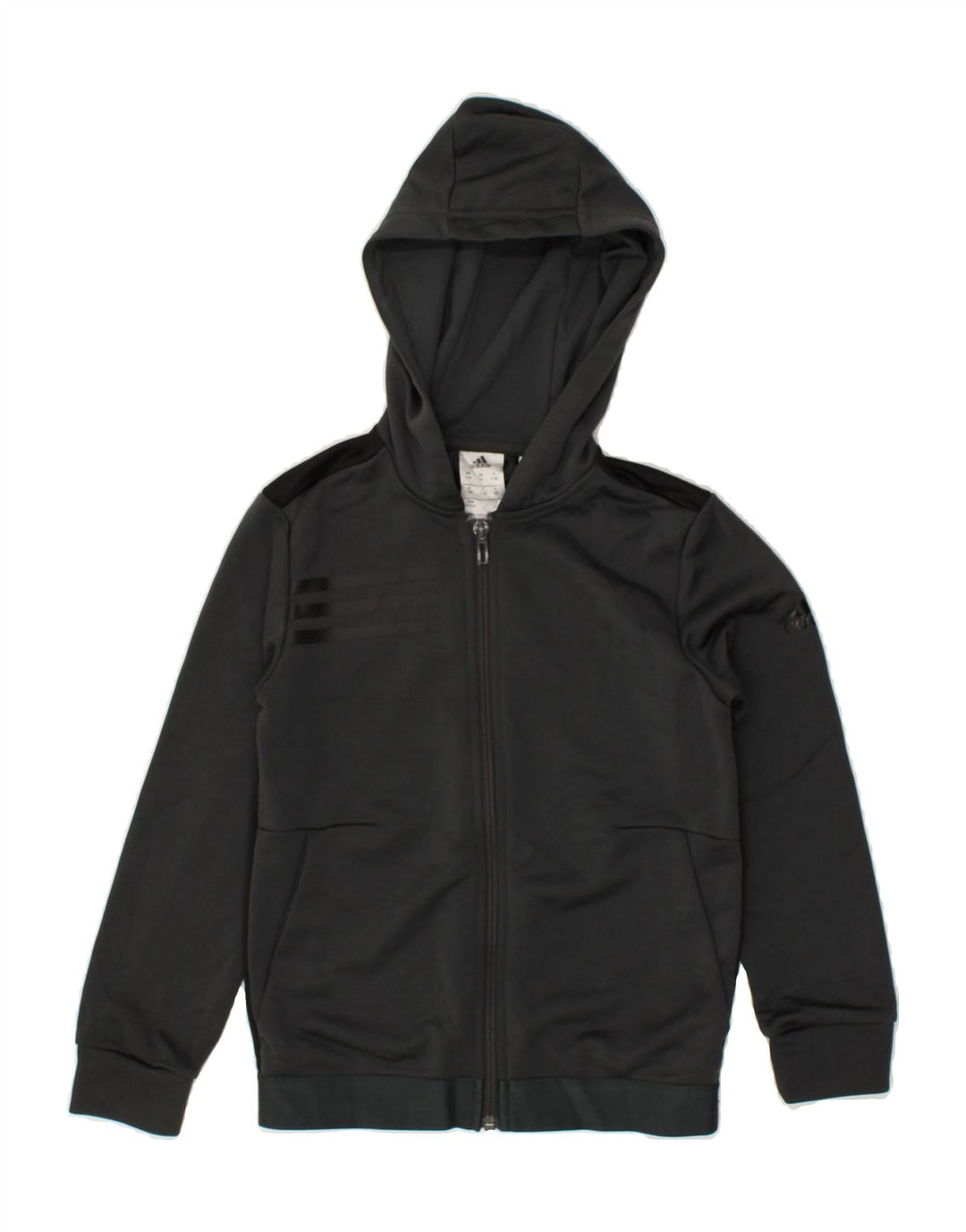 ADIDAS Boys Zip Hoodie Sweater 7-8 Years Grey Colourblock Polyester | Vintage Adidas | Thrift | Second-Hand Adidas | Used Clothing | Messina Hembry 