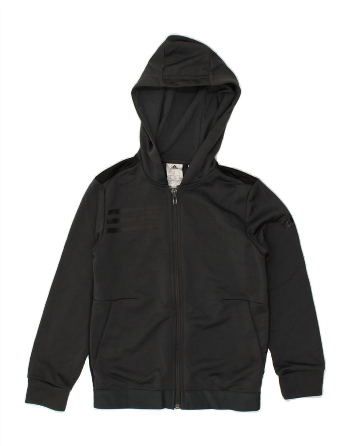 ADIDAS Boys Zip Hoodie Sweater 7-8 Years Grey Colourblock Polyester | Vintage Adidas | Thrift | Second-Hand Adidas | Used Clothing | Messina Hembry 