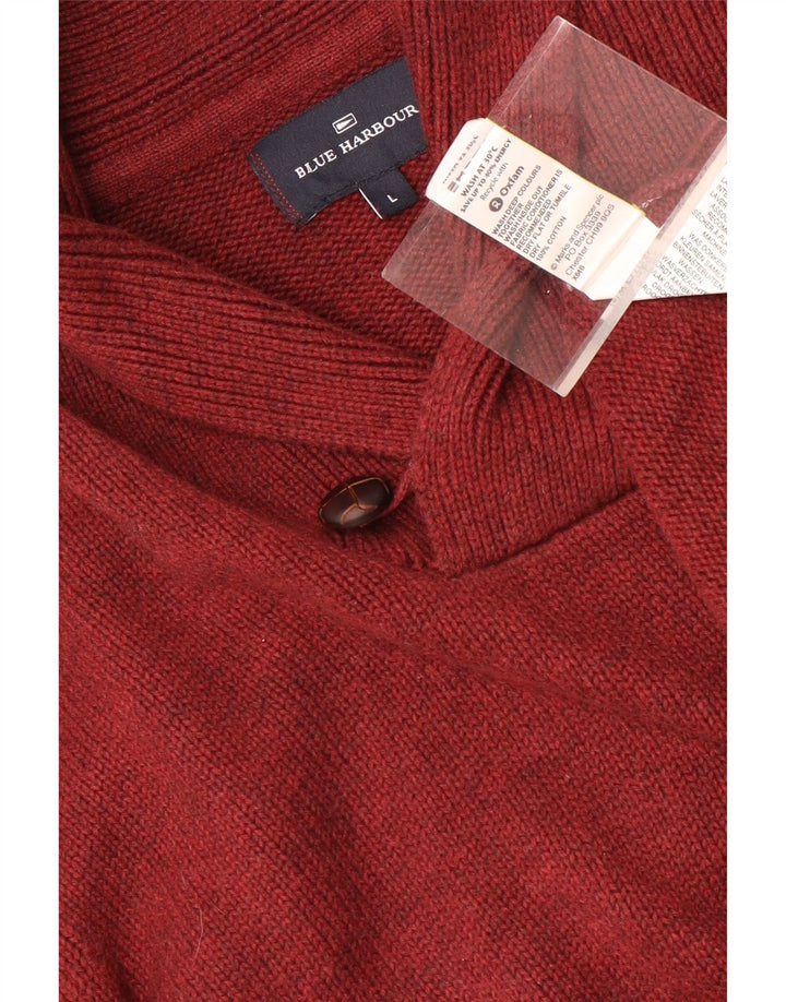 Ανδρικό πουλόβερ Marks & Spencer Μπλε Harbour Shawl Neck Jumper Μεγάλο κόκκινο