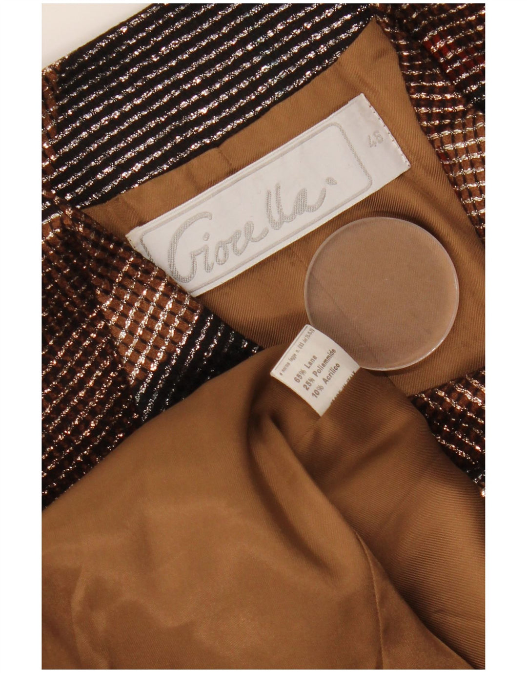 VINTAGE Γυναικείο σακάκι 1 κουμπιού σακάκι IT 46 μεγάλο πολύχρωμο γεωμετρικό