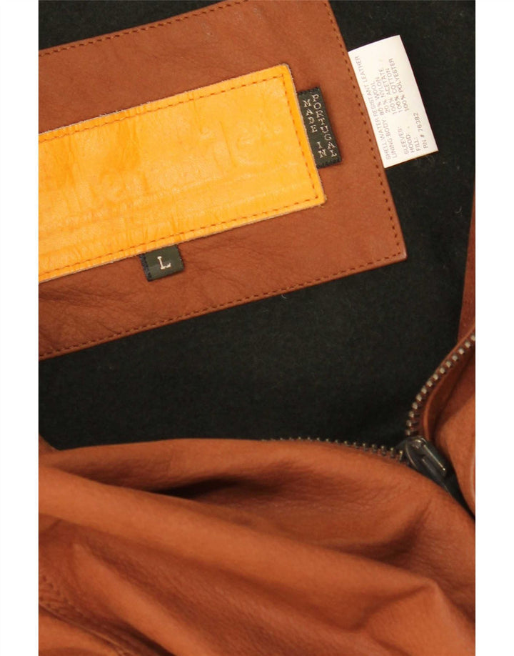 Ανδρικό δερμάτινο μπουφάν Timberland με κουκούλα UK 40 Large Brown