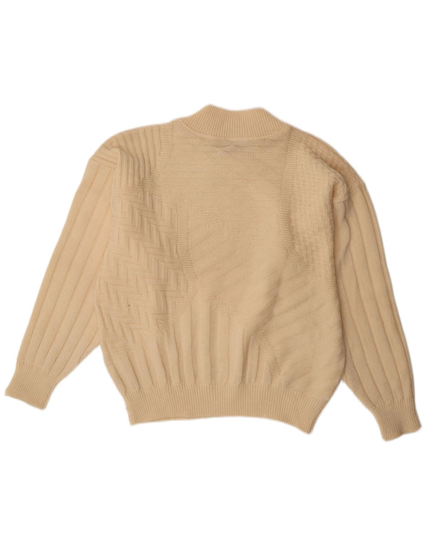 VINTAGE Womens Crew Neck Jumper Sweater IT 52 2XL Beige Wool