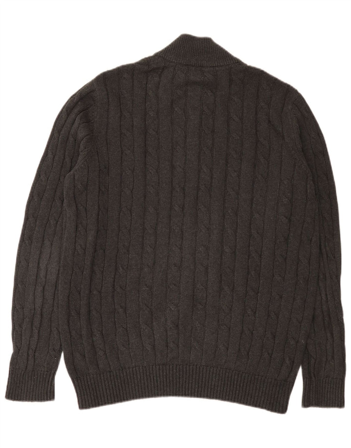 Ανδρικό πουλόβερ J. Crew με φερμουάρ, μεγάλο γκρι βαμβακερό