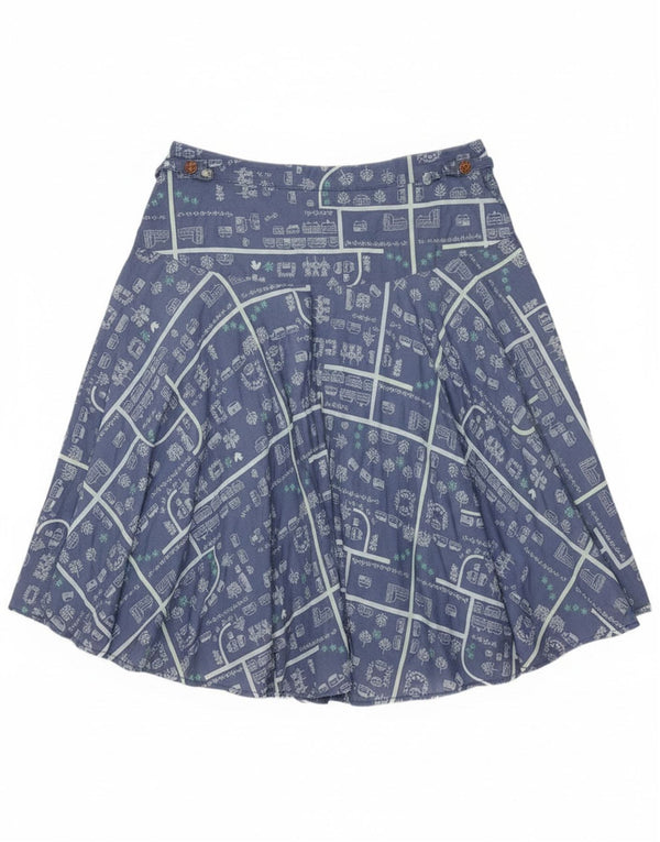 White Stuff Γυναικεία γραφική φούστα A-Line UK 12 Medium W30 Μπλε βαμβακερή