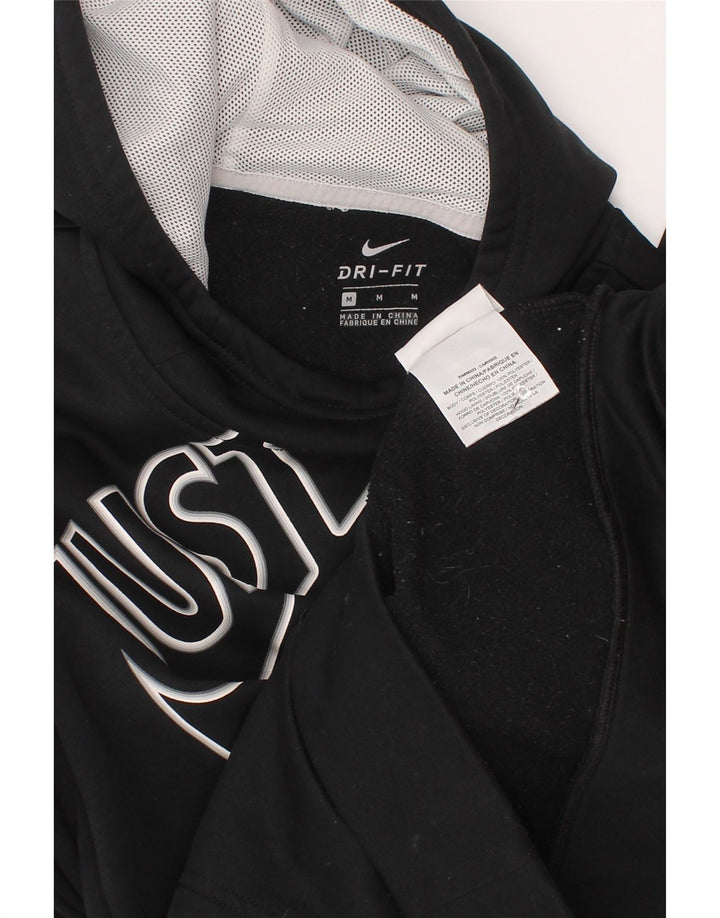 Nike Boys Graphic Hoodie Jumper 10-11 Years Medium Black Polyester