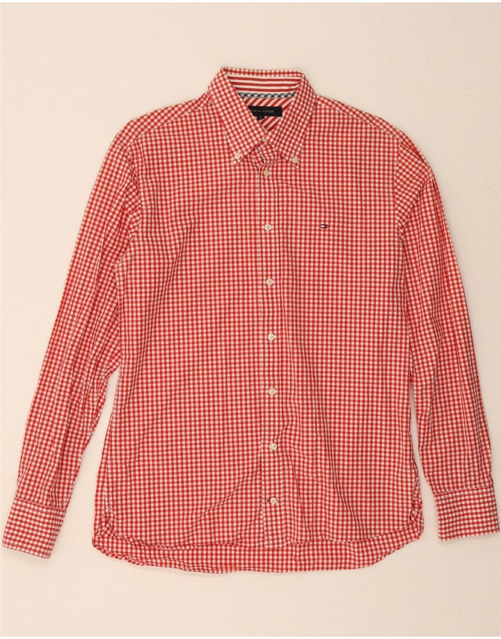 TOMMY HILFIGER Mens Shirt Medium Red Gingham Cotton Vintage Tommy Hilfiger and Second-Hand Tommy Hilfiger from Messina Hembry 