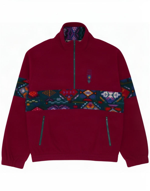 Lotto Mens Zip Neck Fleece Jumper UK 40 Large Burgundy Polyester