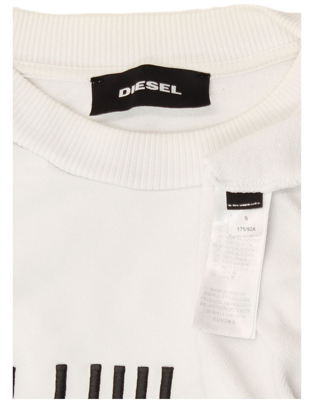 Diesel Ανδρικό γραφικό φούτερ Jumper Μικρό λευκό βαμβακερό