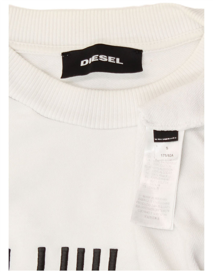 Diesel Ανδρικό γραφικό φούτερ Jumper Μικρό λευκό βαμβακερό
