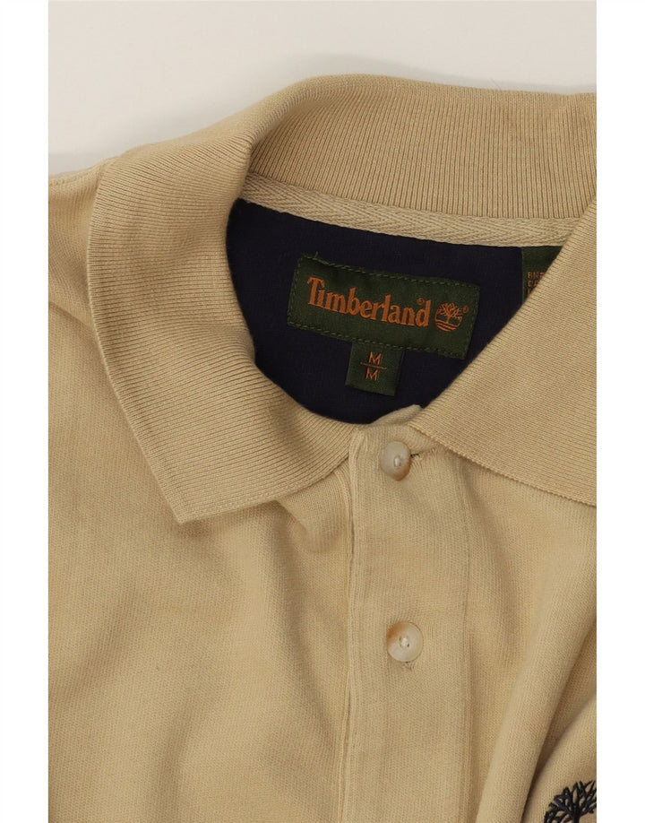 TIMBERLAND Mens Long Sleeve Polo Shirt Medium Beige Vintage Timberland and Second-Hand Timberland from Messina Hembry 