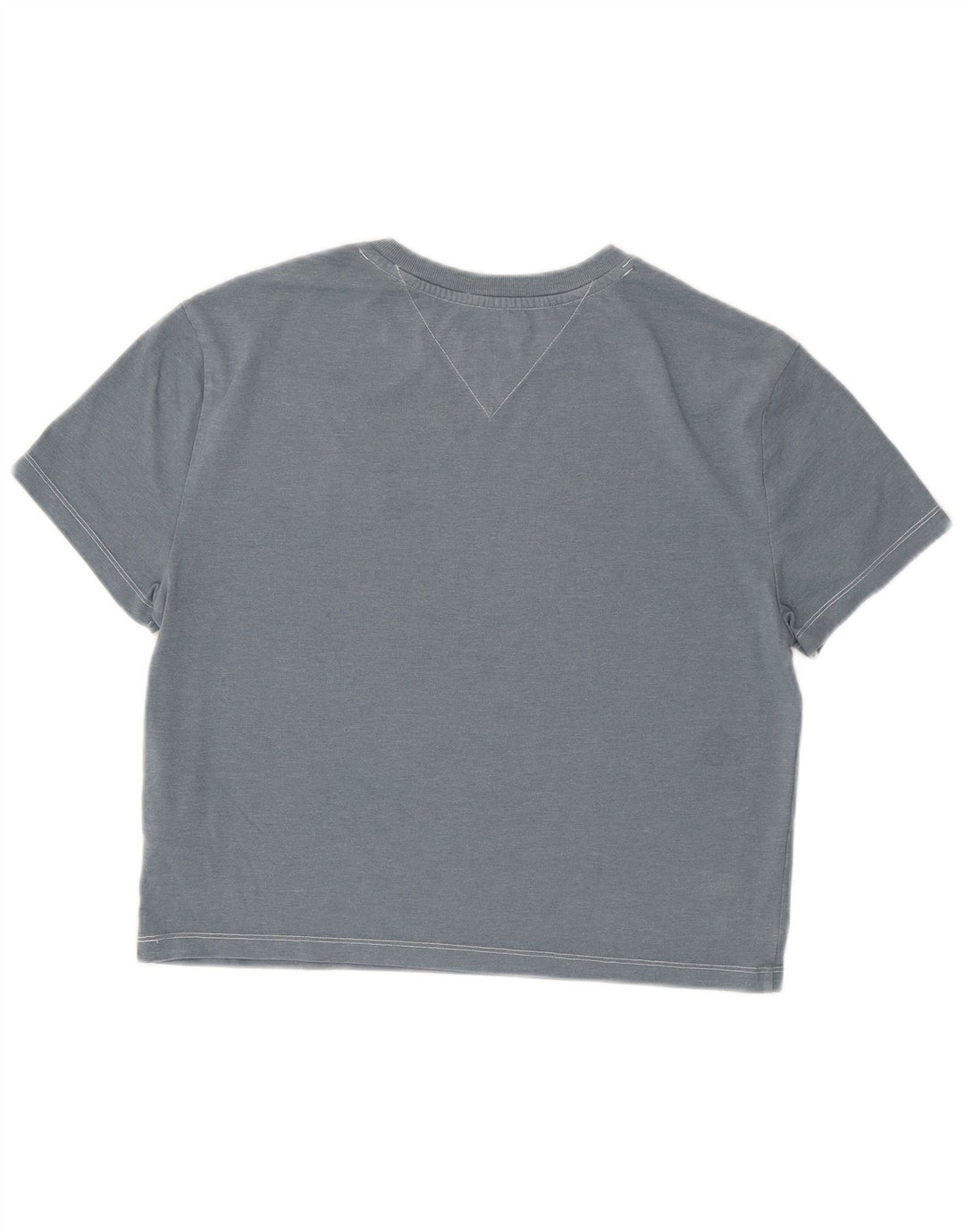 TOMMY HILFIGER Γυναικείο Crop γραφικό T-shirt Top UK 10 Small Grey Cotton
