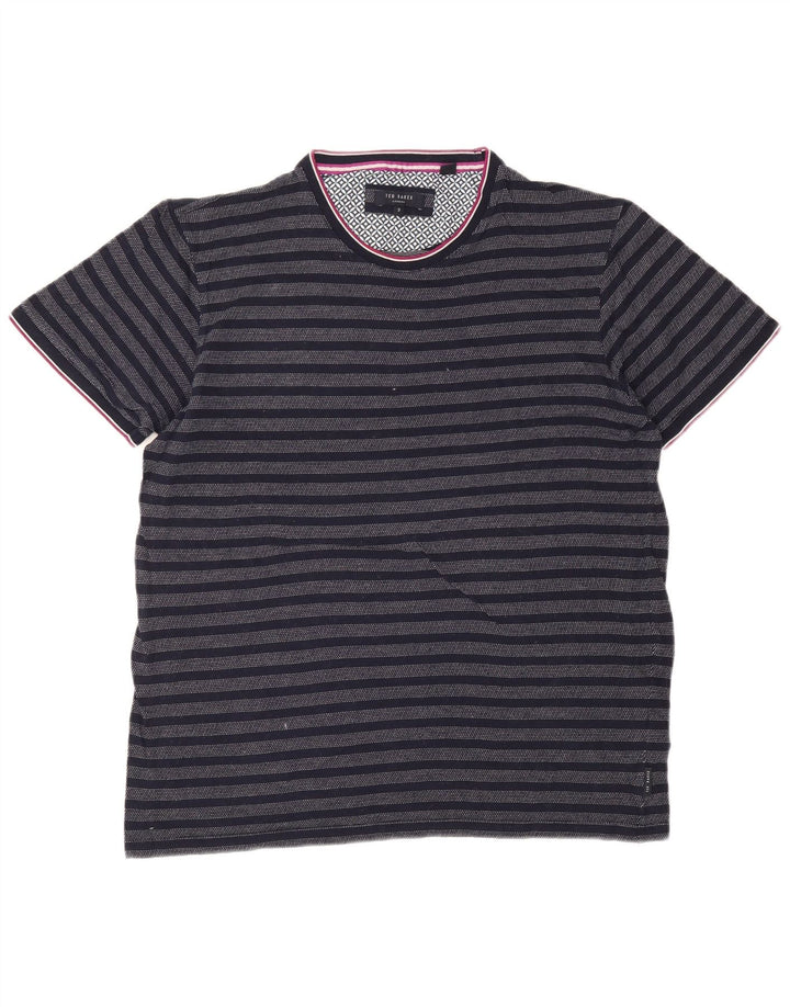 Ανδρικό T-Shirt Ted Baker Top Size 3, Βαμβακερό, μεσαίο, μπλε ναυτικό ριγέ