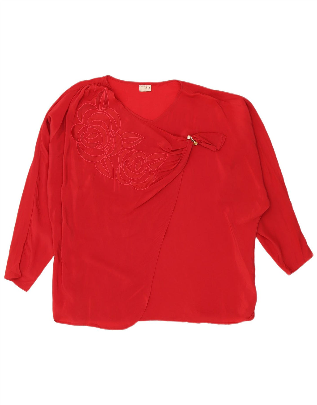 Vintage Γυναικεία Loose Fit Μπλούζα Top IT 42 Medium Red Acetate
