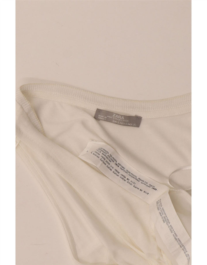 Zara Γυναικείο γιλέκο Crop UK 8 Small White Viscose