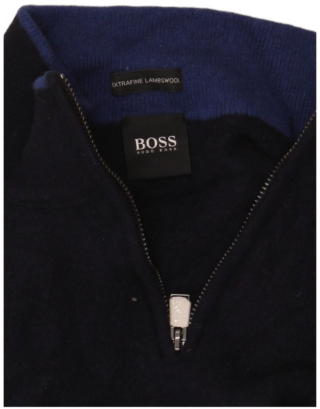 Γυναικείο πουλόβερ με φερμουάρ Hugo Boss UK 20 2XL Navy Blue Virgin Wool