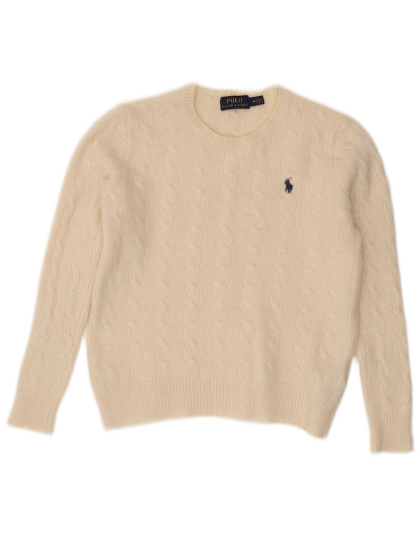 Polo Ralph Lauren Γυναικείο πουλόβερ με λαιμόκοψη UK 12 Medium Off White