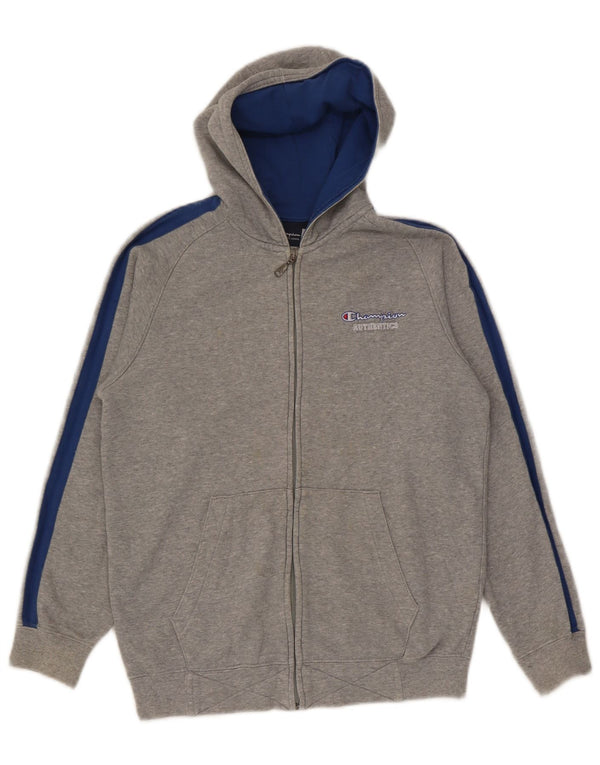 Champion Boys Zip Hoodie Sweater 13-14 Years XL Grey Colourblock Cotton