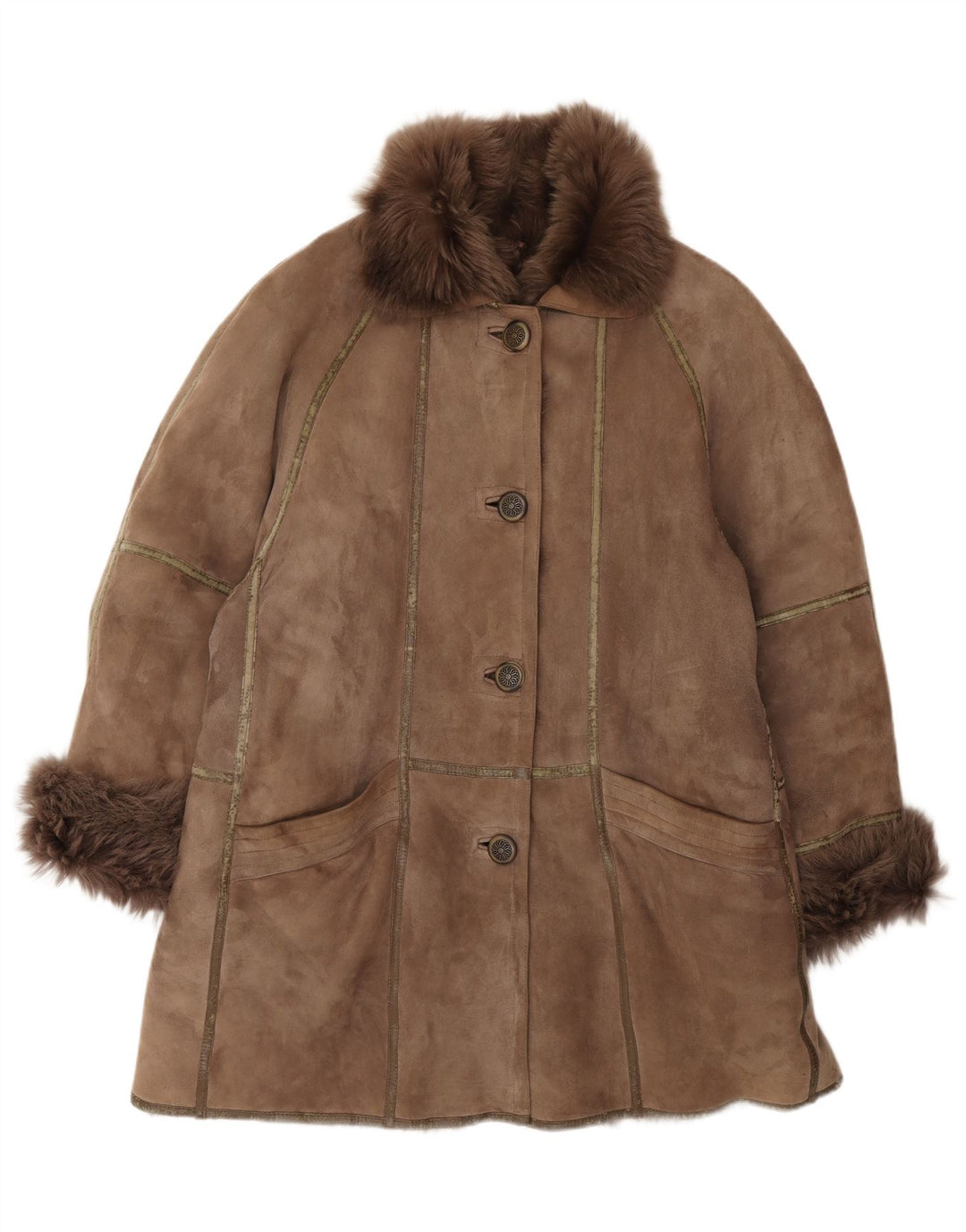 Vintage Γυναικείο Παλτό Shearling Oversized IT 44 Medium Brown Shearling