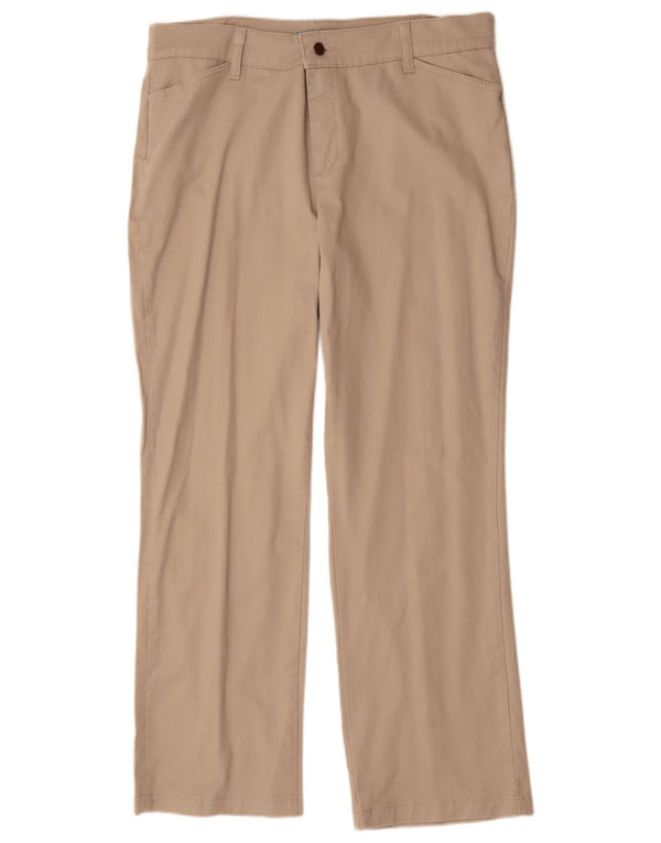 LEE Womens Riders Straight Casual Trousers US 16 2XL W36 L30 Beige Cotton