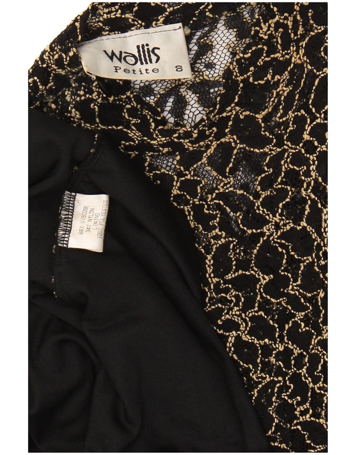 WALLIS Γυναικείο μάξι δαντελένιο φόρεμα UK 8 Small Black Floral Viscose