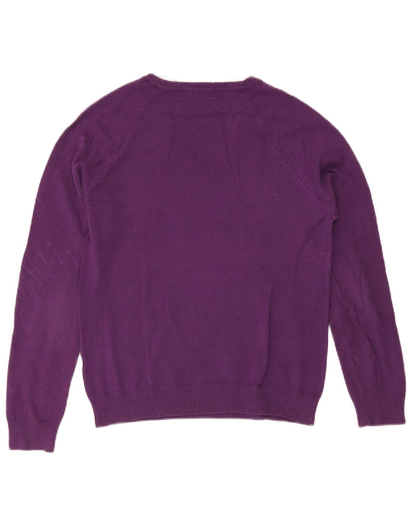 Zara Γυναικείο πουλόβερ με V λαιμόκοψη UK 18 XL Μωβ βαμβακερό