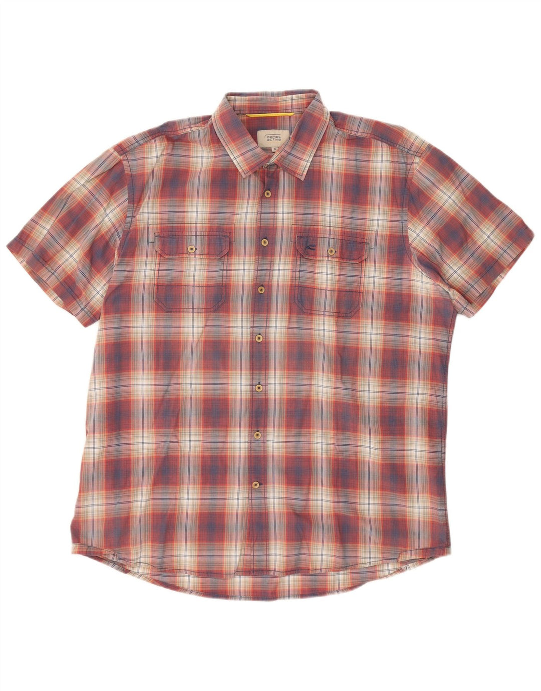 CAMEL ACTIVE Mens Regular Fit Short Sleeve Shirt XL Red Check Cotton