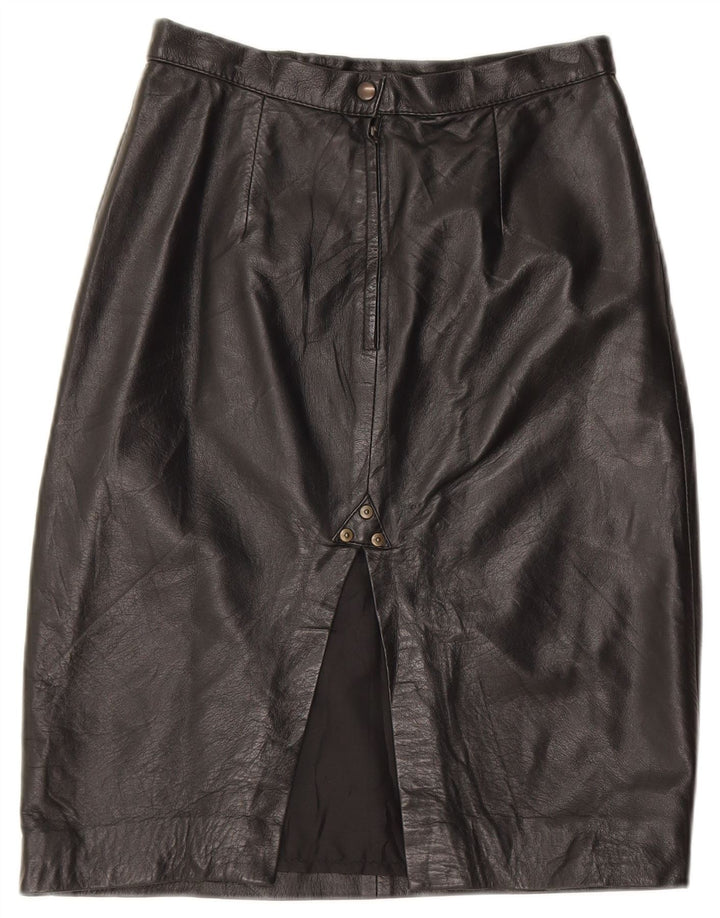 Vintage Γυναικεία Ψηλόμεση Δερμάτινη Φούστα IT 42 Medium W28 Μαύρη