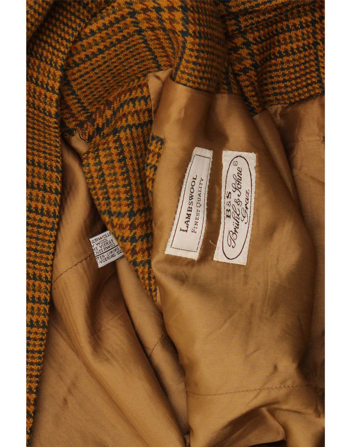 Vintage Ανδρικό σακάκι 2 κουμπιών UK 40 Large Brown Houndstooth Lambswool