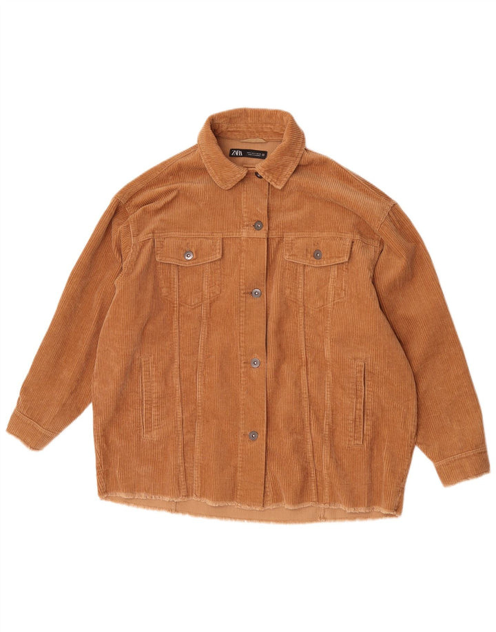 Zara Γυναικείο Κοτλέ Μπουφάν UK 10 Small Brown Βαμβακερό
