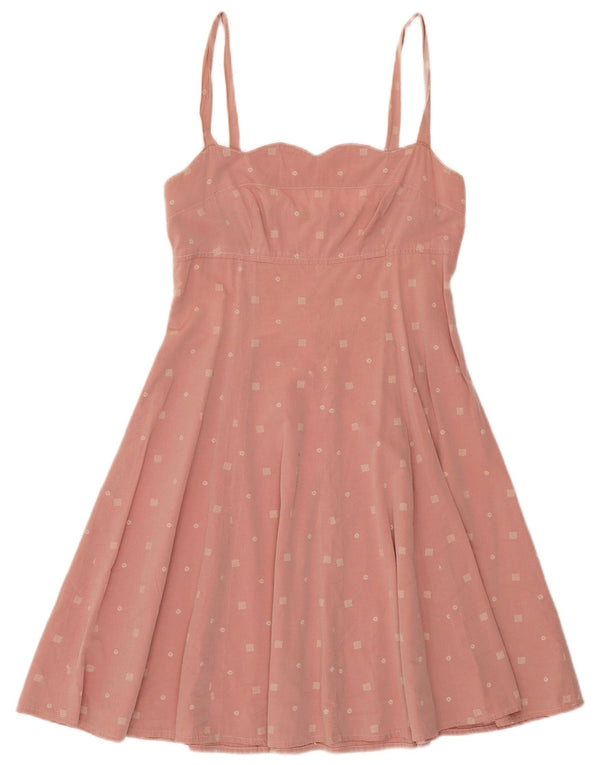 VINTAGE Γυναικείο Αμάνικο Φόρεμα A-Line UK 6 XS Pink Floral