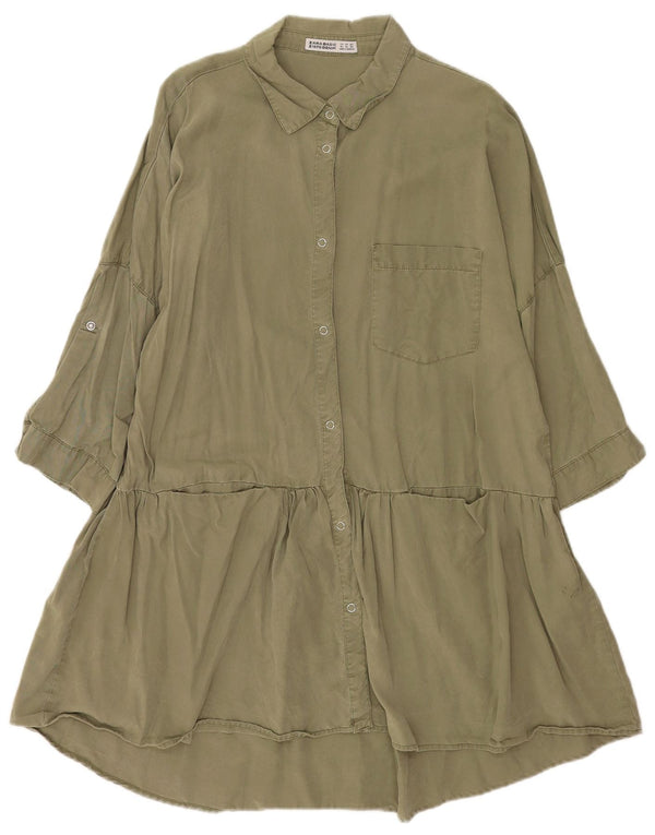 Zara Γυναικείο πουκάμισο 3/4 με μανίκια UK 18 XL Χακί