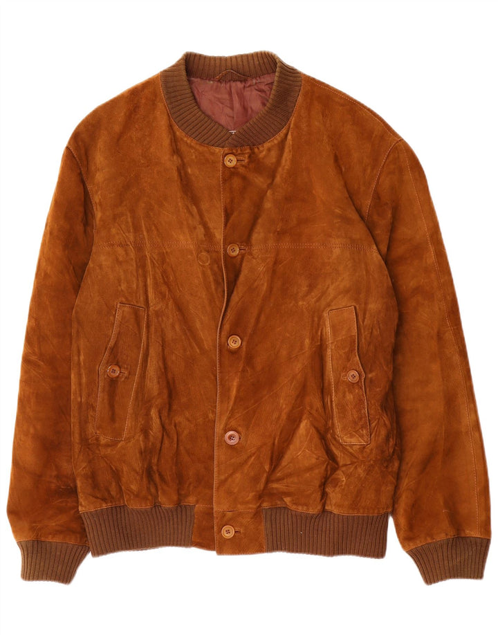 Vintage Ανδρικό Suede Bomber Jacket IT 54 2XL Καφέ