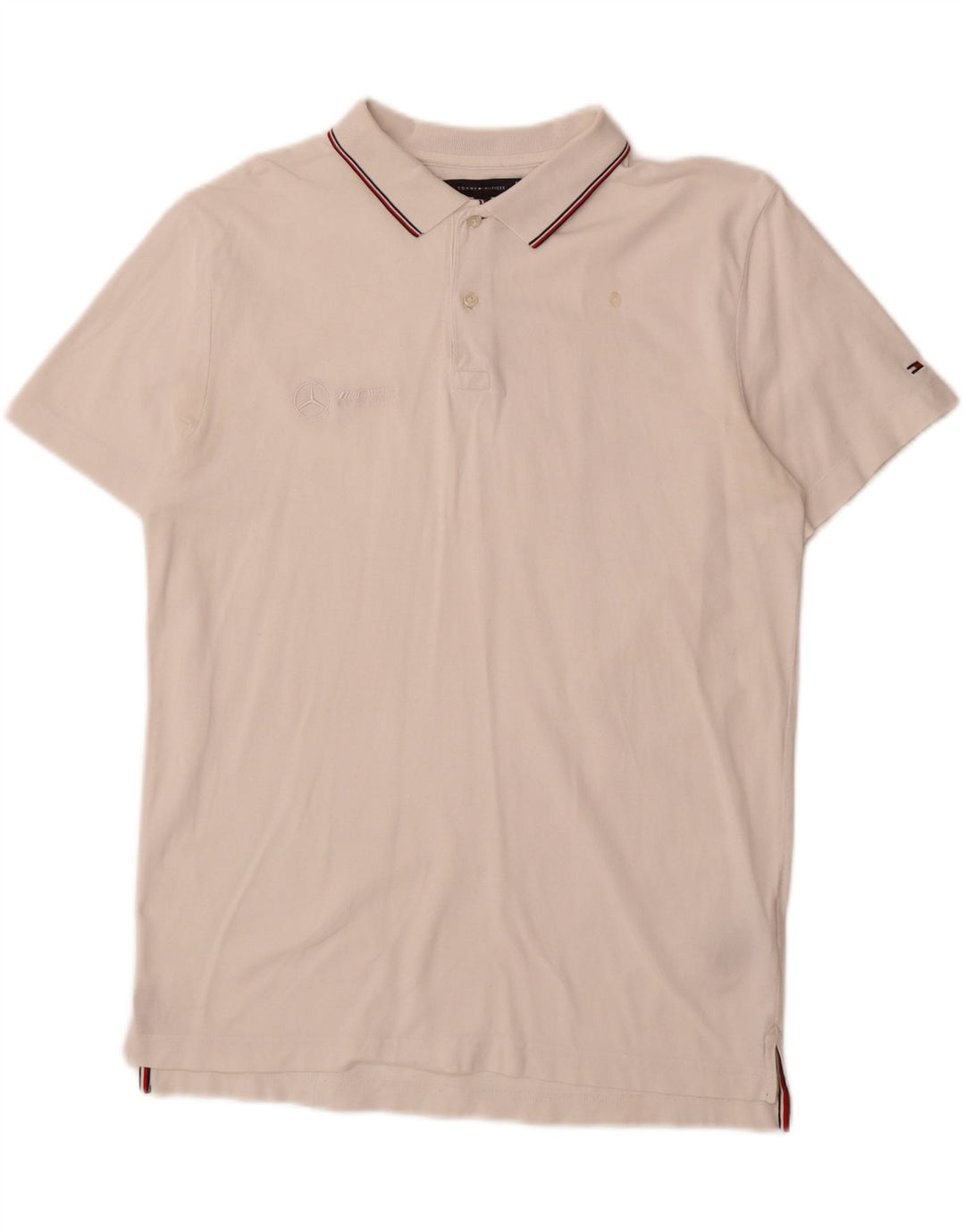 TOMMY HILFIGER Mens Regular Fit Polo Shirt Medium White Cotton Vintage Tommy Hilfiger and Second-Hand Tommy Hilfiger from Messina Hembry 