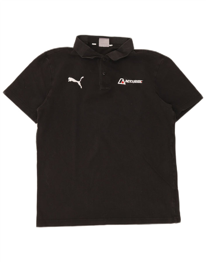 Ανδρικό μπλουζάκι πόλο PUMA, μεσαίο μαύρο βαμβακερό