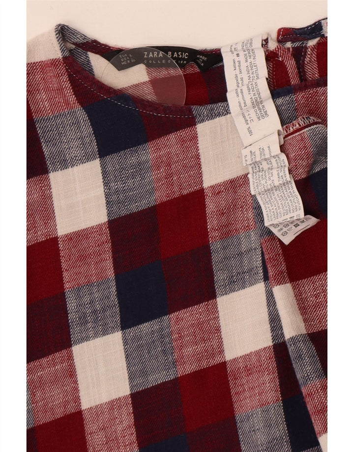 Zara Γυναικείο κοντομάνικο πουκάμισο μπλούζα UK 16 Μεγάλη πολύχρωμη επιταγή