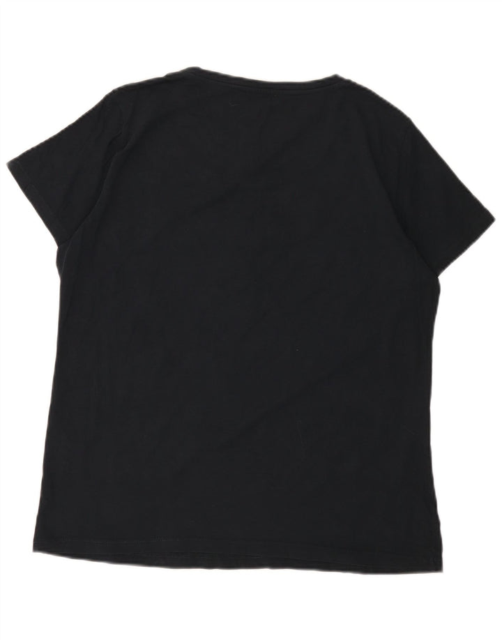 TRUSSARDI Γυναικείο γραφικό T-Shirt Top UK 16 μεγάλο μαύρο βαμβακερό