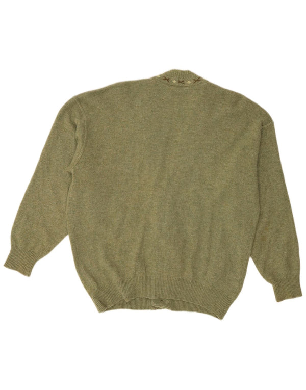 Baroni Mens Cardigan Sweater IT 48 Medium Green Argyle/Diamond