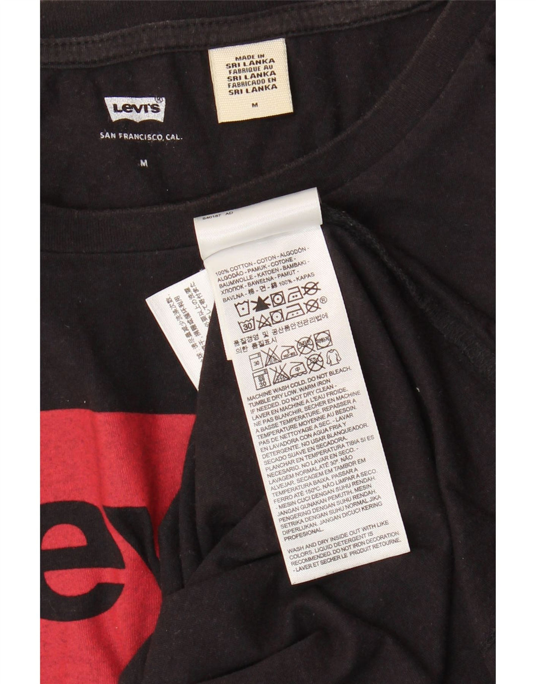 Γυναικείο γραφικό μπλουζάκι Levi's Top UK 14 μεσαίο μαύρο βαμβακερό