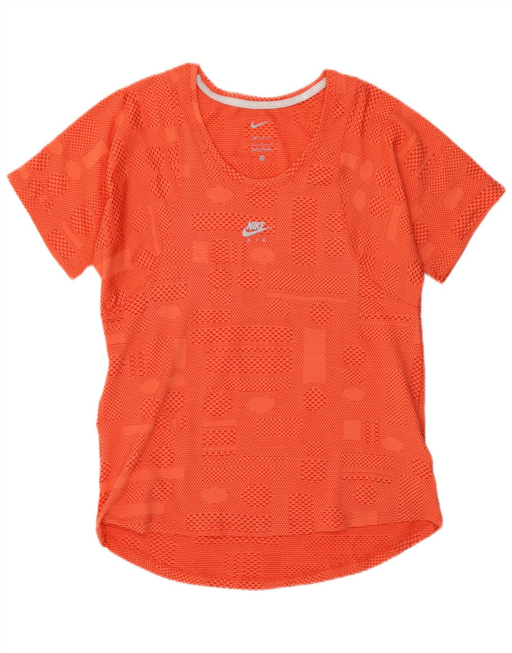 Γυναικείο T-shirt Nike Dri Fit Top 12 μεσαίου πορτοκαλί γεωμετρικού πολυεστέρα