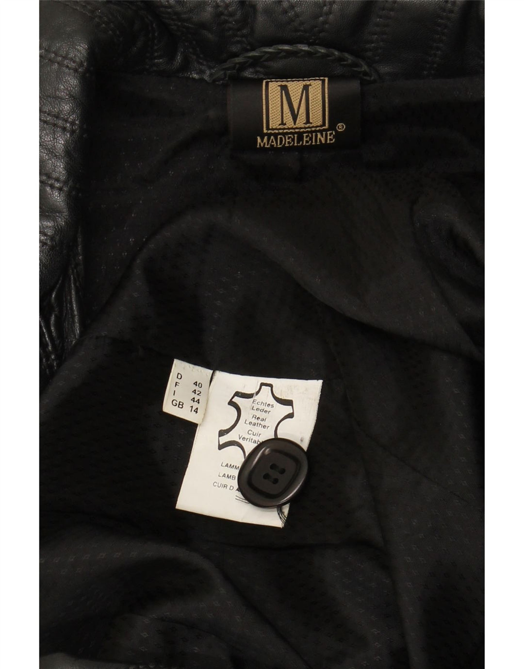 MADELEINE Γυναικείο Δερμάτινο Παλτό UK 14 Large Μαύρο Δερμάτινο
