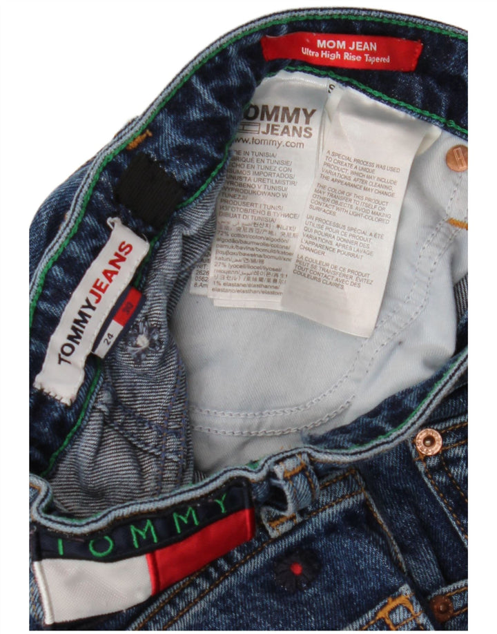 TOMMY HILFIGER Womens Mom Jean High Rise Tapered Jeans W24 L25 Blue Floral Vintage Tommy Hilfiger and Second-Hand Tommy Hilfiger from Messina Hembry 