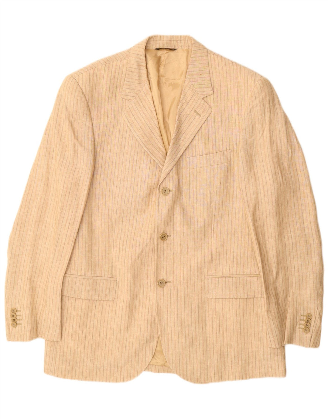 Vintage Ανδρικό σακάκι με 3 κουμπιά σακάκι IT 52 XL Λευκά είδη σε μπεζ ρίγες