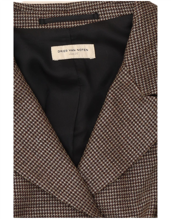 DRIES VAN NOTEN Womens Blazer Jacket EU 36 Small Grey Houndstooth
