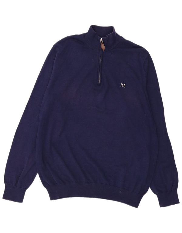 CREW CLOTHING Ανδρικό πουλόβερ με φερμουάρ 3XL μπλε βαμβακερό