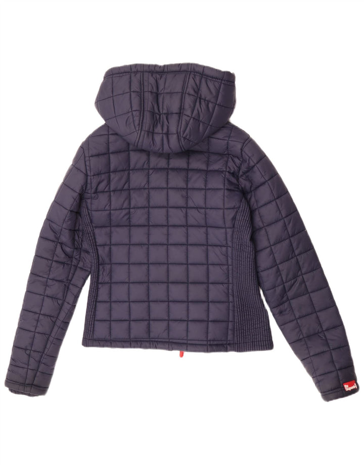 Superdry γυναικείο μπουφάν με κουκούλα UK 12 Medium Navy Blue Nylon